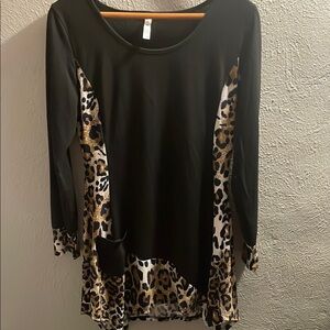 Black Leopard Print Women's Dress